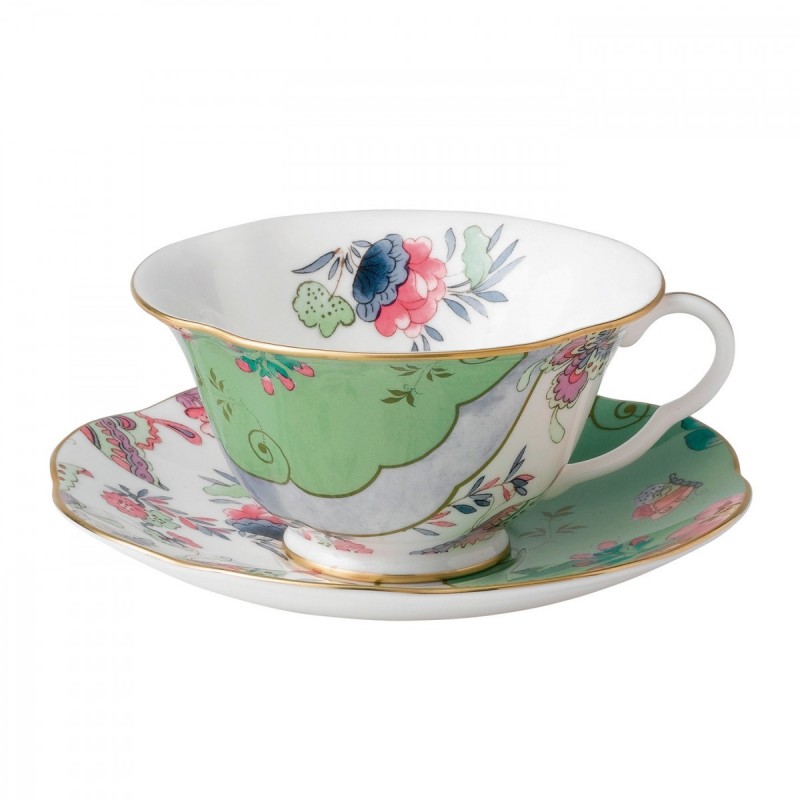Wedgwood Butterfly Bloom Teacup and Saucer Green