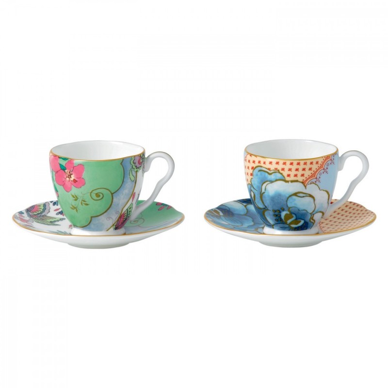 Wedgwood Butterfly Bloom Espresso Cup and Saucer Set 2 Pcs