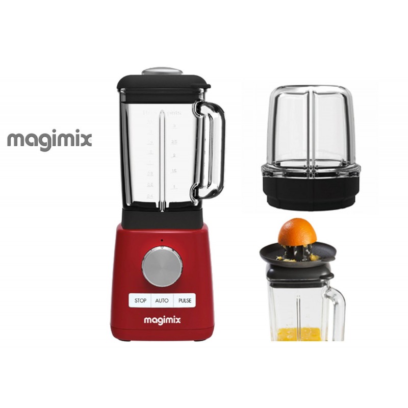 Magimix Power Blender Red with Citrus Press and Mill Attachment