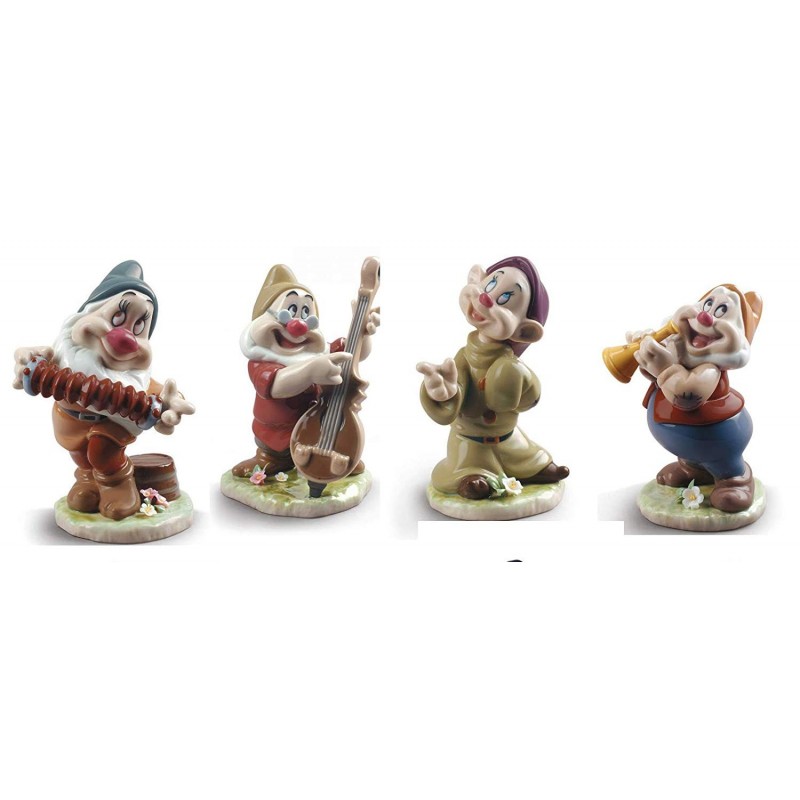 Lladro Disney Set 4 Snow White Dwarfs Figurines