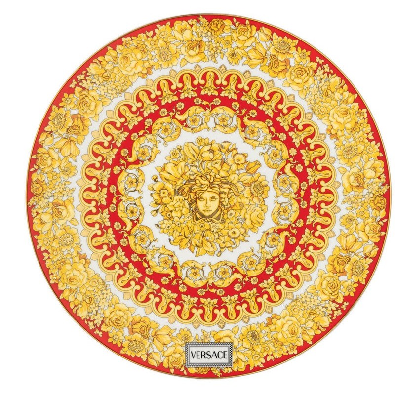 Versace Rosenthal Medusa Rhapsody Red Service Plate 33 cm
