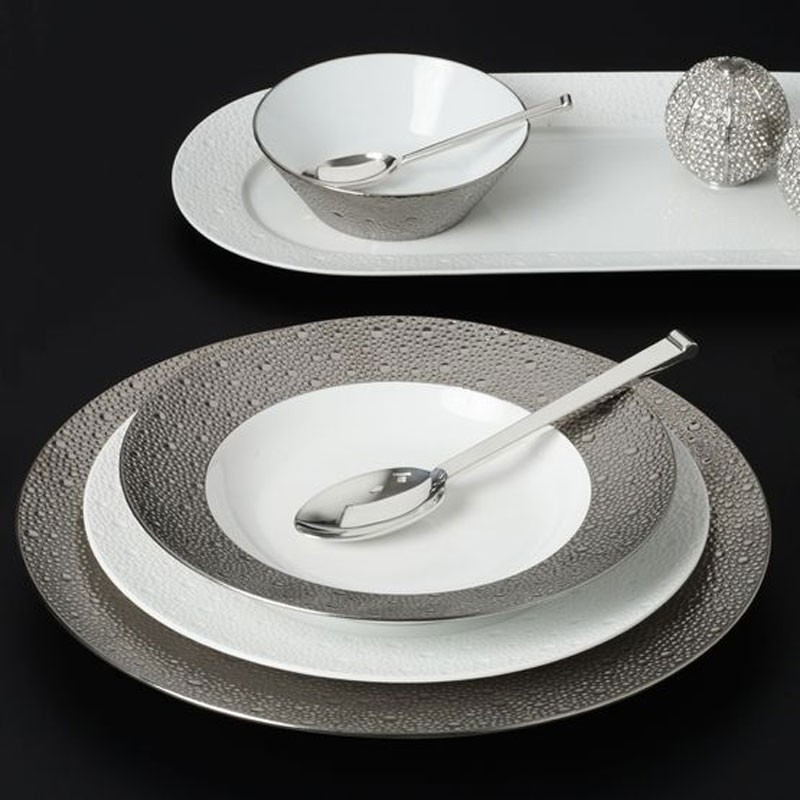Bernardaud Ecume Platine Servizio Piatti Porcellana Limoges 18 Pz