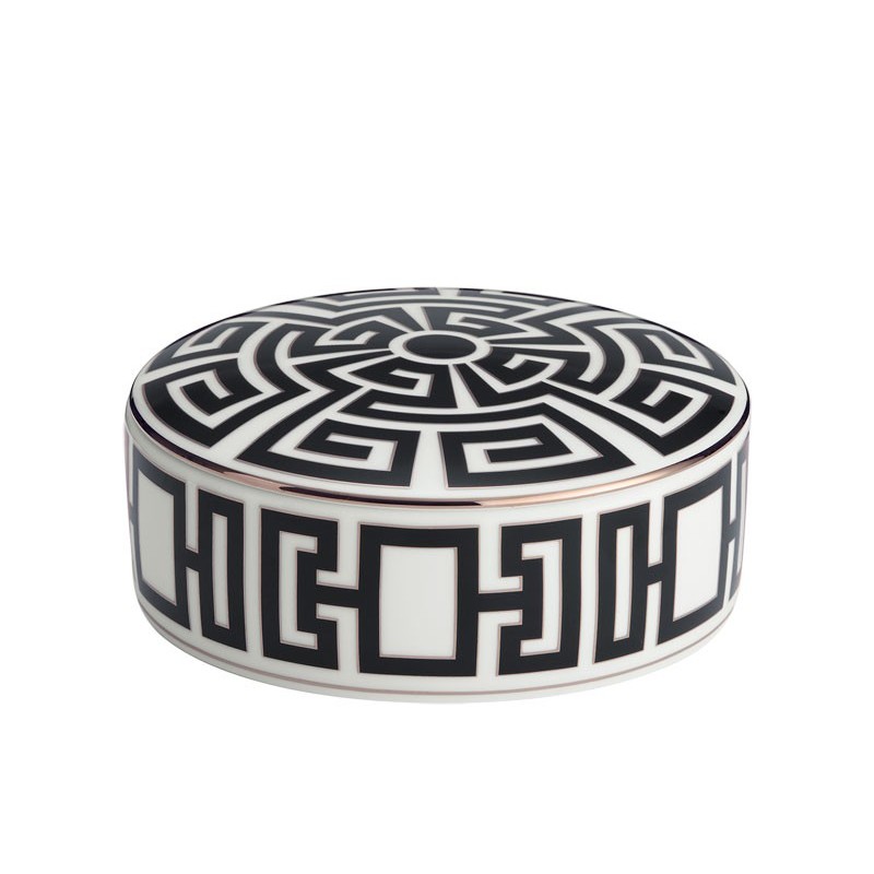 Richard Ginori Labirinto Nero Round Box 13 cm with Cover - 5 In