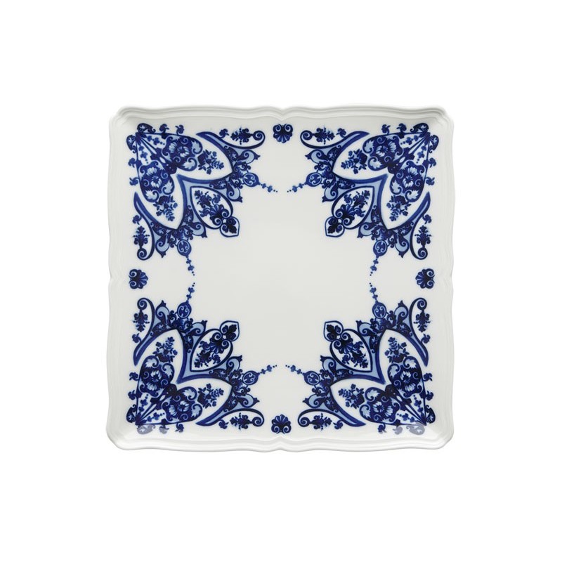 Richard Ginori Babele Blu Squared Plate 30 cm - 11 3/ 4 In