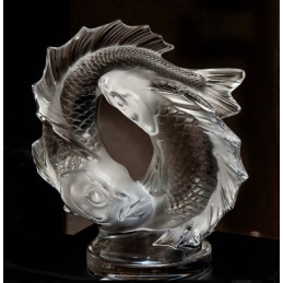 Lalique Doppio Pesce Scultura Piccola Cristallo Ref. 1162200