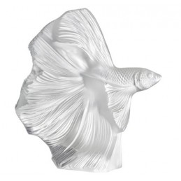 Lalique Fighting Fish Small Sculpture Clear Crystal Ref. 10672400