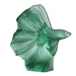 Lalique Fighting Fish Small Sculpture Mint Green Ref. 10672600