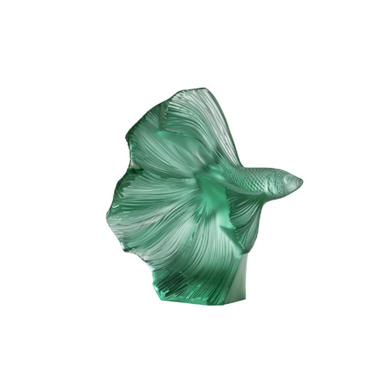 Lalique Pesce Combattente Scultura Piccola Verde Menta Ref. 10672600