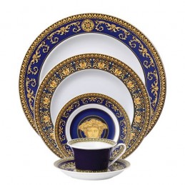 Versace Rosenthal Medusa Blue Dinnerware Set 5 Pieces