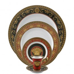 Versace Rosenthal Medusa Red Dinnerware Set 5 Pieces