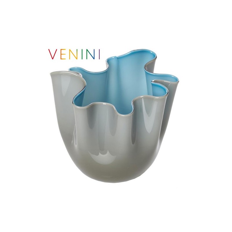 Venini Vaso Fazzoletto Opalino Bicolore Talpa / Orizzonte 700. 00