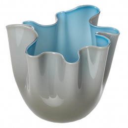 Venini Fazzoletto Opalino Bicolore Vase,Large,Taupe / Blue H 31 cm