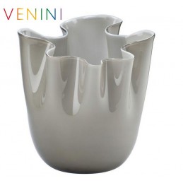 Venini Fazzoletto Opalino Vase, Medium, Taupe H 24 cm