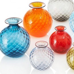 Venini Monofiori Balloton Vase Large Light Blue Red Thread H 20. 5 cm