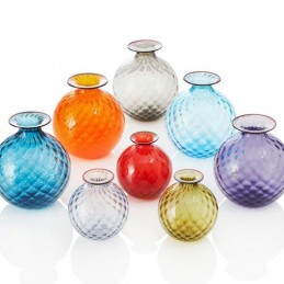 Venini Vaso Monofiore Balloton Grande Rosso Filo Verde 100. 18