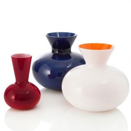 Venini Vaso Idria Indaco /Lattimo H 27 cm Vetro di Murano 706. 41