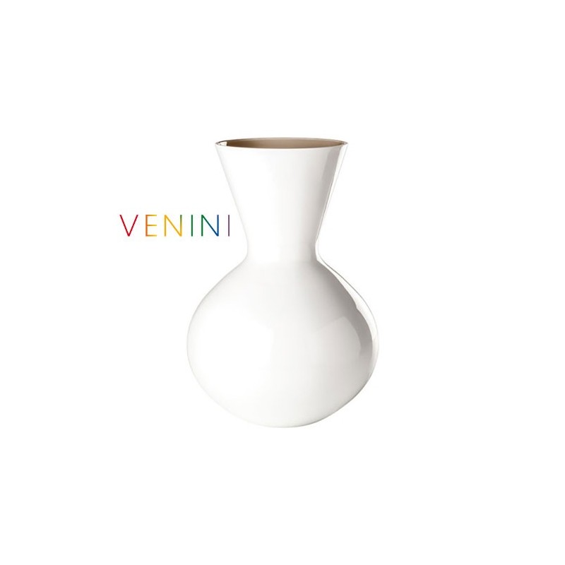 Venini Idria Vase Milk-White / Taupe H 36 cm Murano Glass