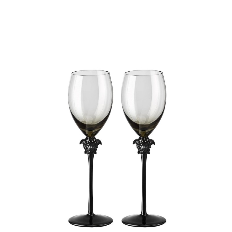 Versace Rosenthal Medusa Lumiere Haze Set of Two White Wine Goblet