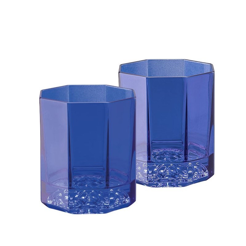Versace Rosenthal Medusa Lumiere Blue Set of Two Whisky Glass