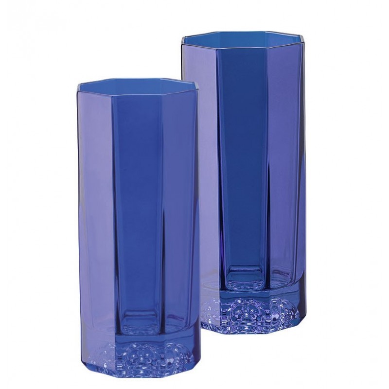 Versace Rosenthal Medusa Lumiere Blue Set of Two Longdrink Glass