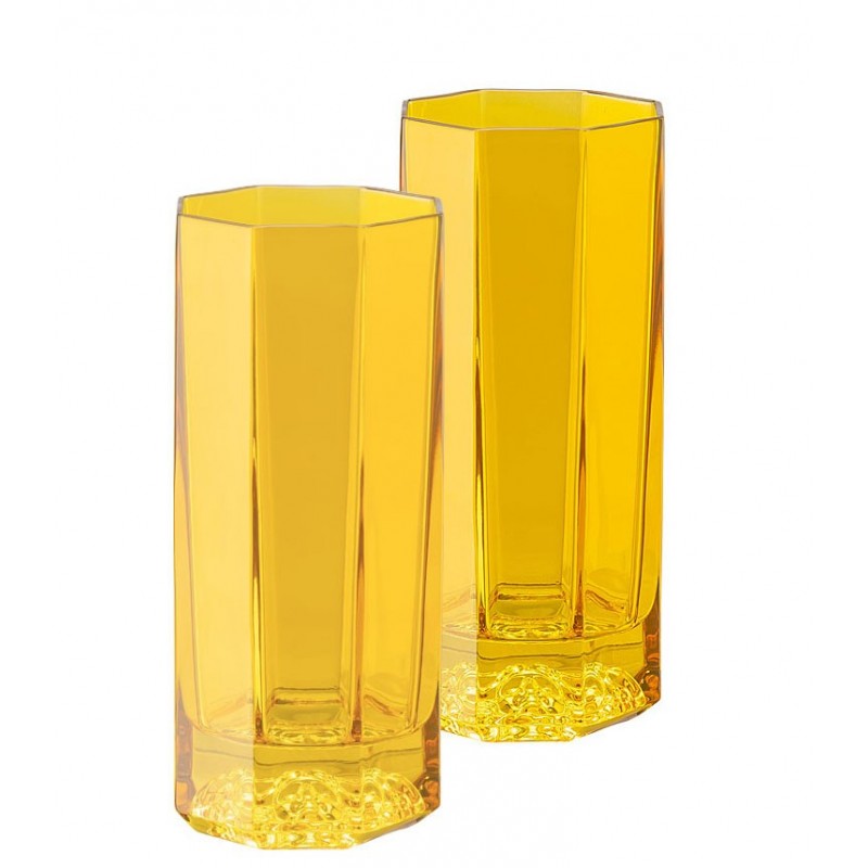 Versace Rosenthal Medusa Lumiere Amber Set of Two Longdrink Glass