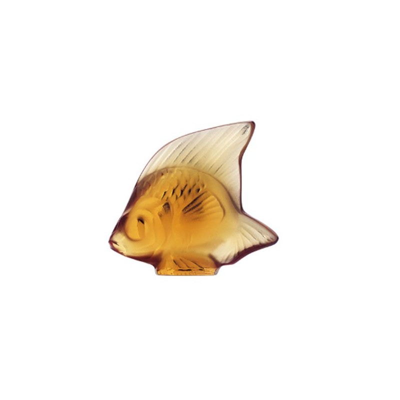 Lalique Fish Sculpture Amber Crystal Ref. 3000700