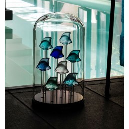 Lalique Pesce Cap-Ferrat Blue Lustro Scultura Cristallo Ref. 10363800