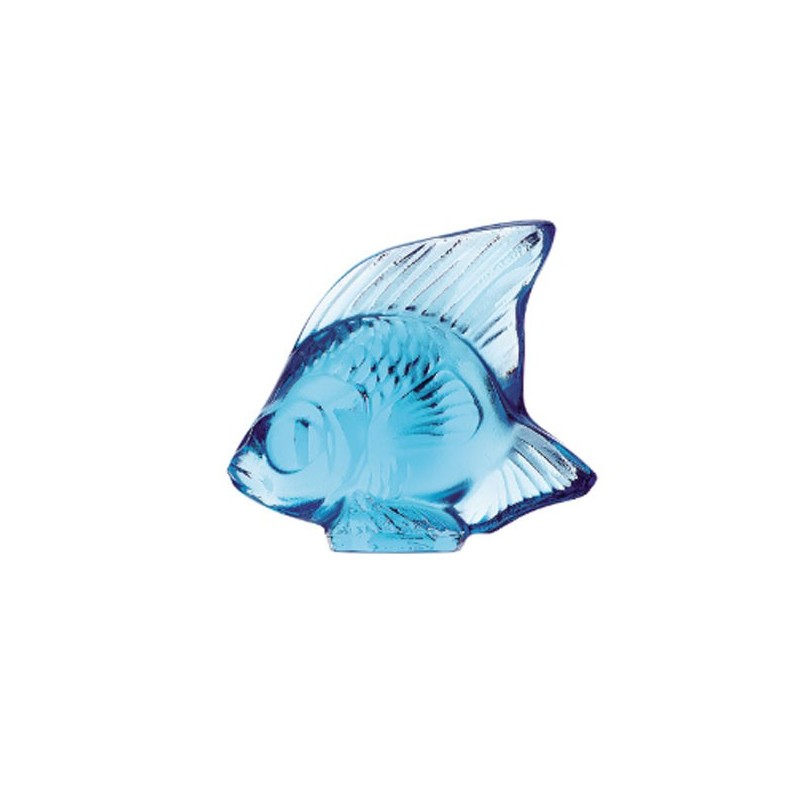 Lalique Pesce Blu Pallido Scultura Cristallo Ref. 3000200