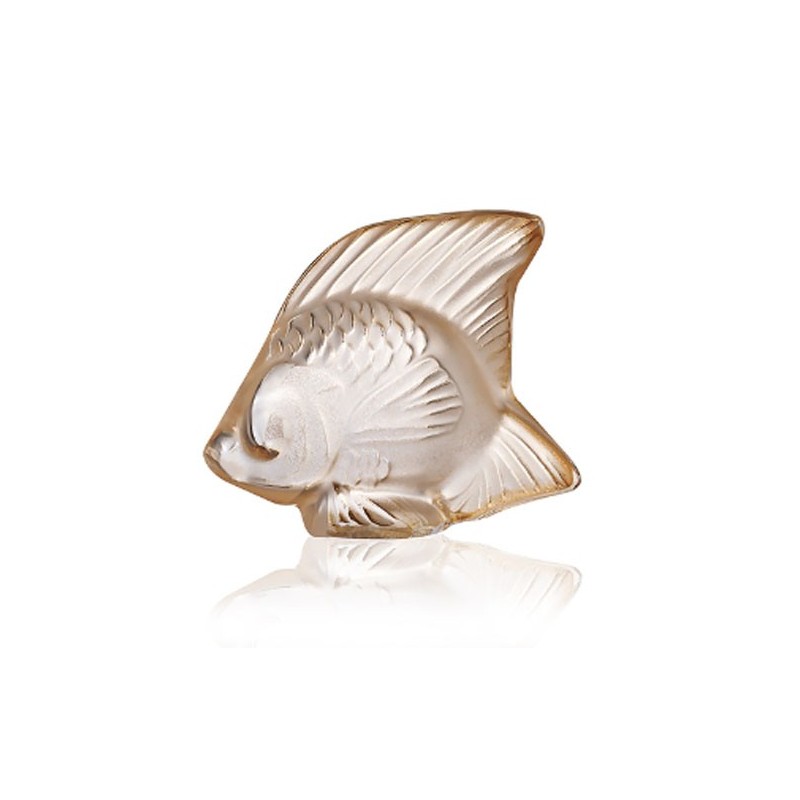 Lalique Fish Sculpture Gold Luster Crystal Ref. 10543400