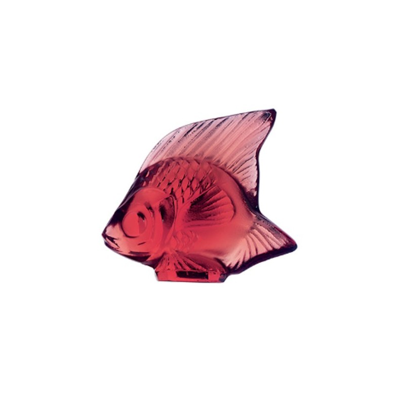 Lalique Fish Sculpture Golden Red Crystal Ref. 3003100