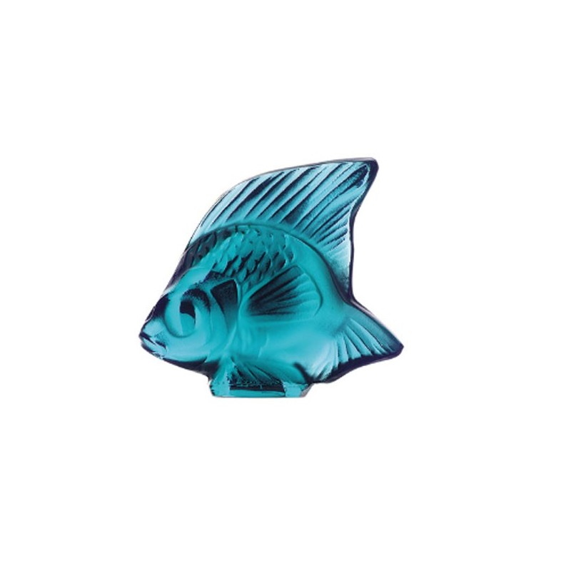 Lalique Fish Sculpture Turquoise Crystal Ref. 3000500