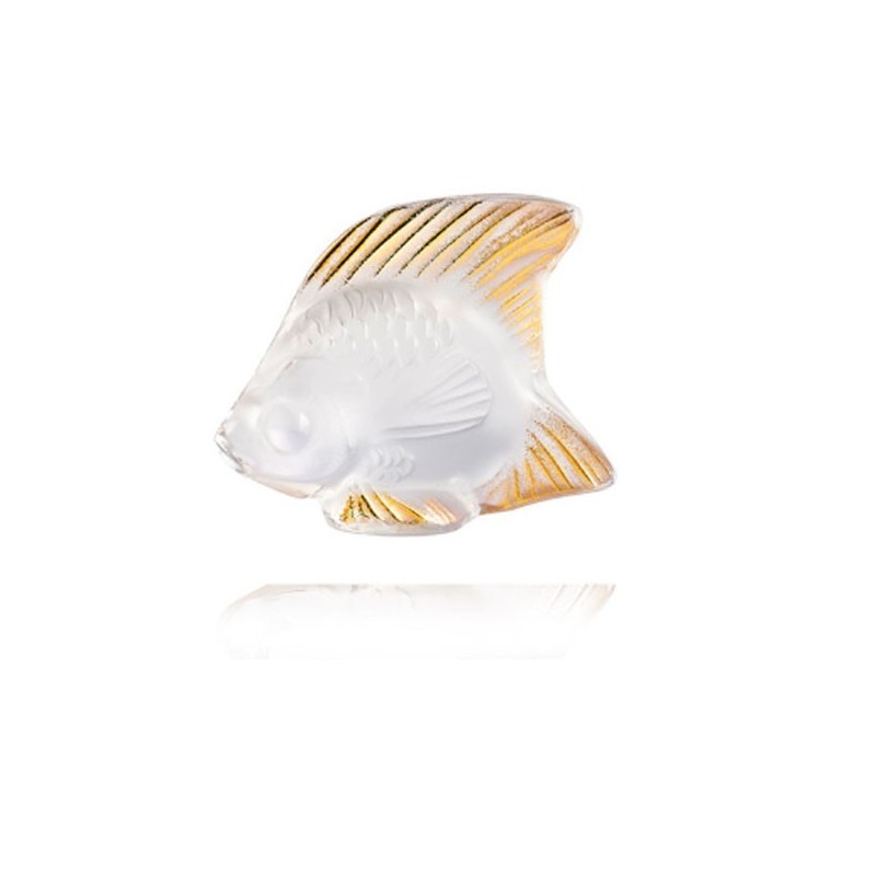 Lalique Fish Sculpture Clear and Gold Crystal Ref. 10685100