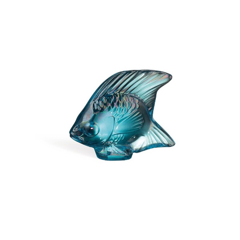 Lalique Fish Sculpture Turquoise Luster Crystal Ref. 10205600