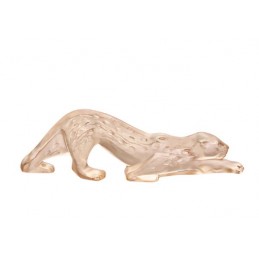 Lalique Zeila Panther Small Sculpture Gold Luster Crystal Ref. 10550100