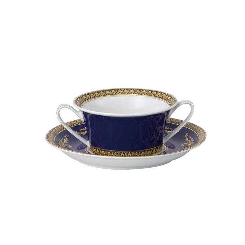 Versace Medusa Blue Tazza Brodo con Piattino