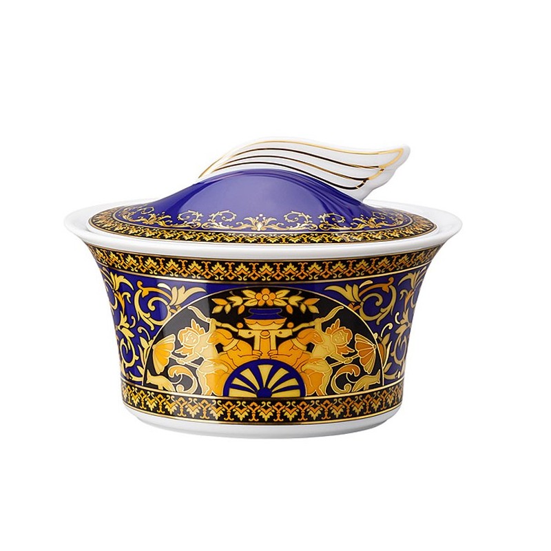 Versace Rosenthal Medusa Blue Sugar Bowl