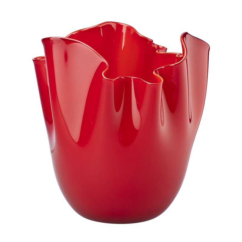 Venini Fazzoletto Opalino Red Vase H 31 cm 700. 00