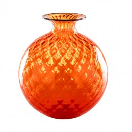 Venini Vaso Monofiore Balloton Arancio Filo Indaco 100. 18