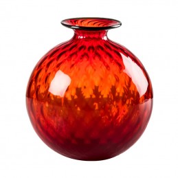 Venini Vaso Monofiore Balloton Rosso Filo Verde Mela 100. 16