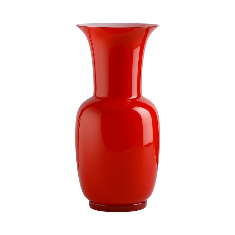 Venini Opalino Vase Milk / Red H. 22 cm Murano Glass 706.08