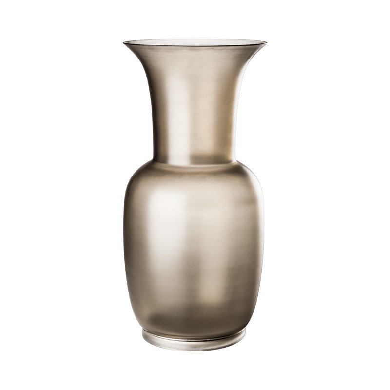 Venini Vaso Opalino Satin Talpa/Cristallo  H. 30 cm 706. 38