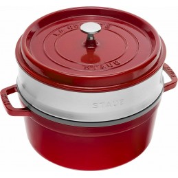 Staub Cocotte Tonda - Vaporiera 26 cm Rosso Ciliegia 40510-601