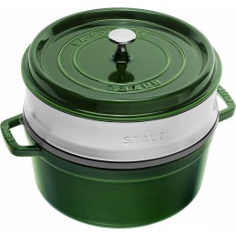 Staub Cocotte Round - Steamer 26 cm Basilic Green 40510-603