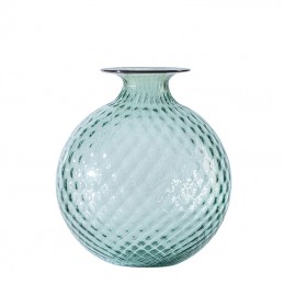 Venini Vaso Monofiore Balloton Verde Rio/Filo Rosso Sangue di Bue 100.18