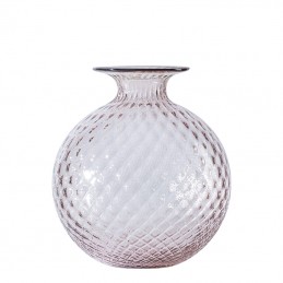 Venini Vaso Monofiore Balloton Rosa Cipria/Filo Rosso Sangue di Bue 100.18