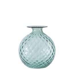 Venini Vaso Monofiore Balloton Verde Rio/Filo Rosso Sangue di Bue 100.16