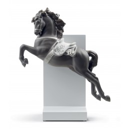 Lladrò Horse on Pirouette Figurine Silver Lustre Ref. 01008720