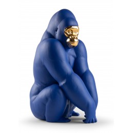 Lladrò Statua Gorilla Azzurro e Oro Edizione Limitana Ref. 01009403