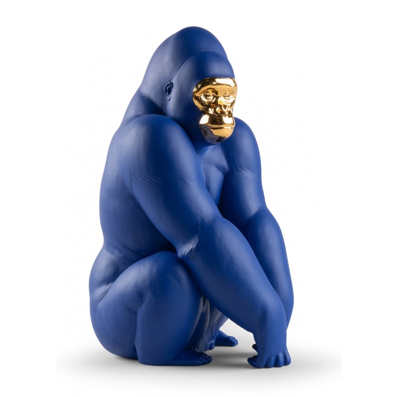 Lladrò Statua Gorilla Azzurro e Oro Edizione Limitana Ref. 01009403
