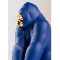 Lladrò Statua Gorilla Azzurro e Oro Edizione Limitana Ref. 01009403